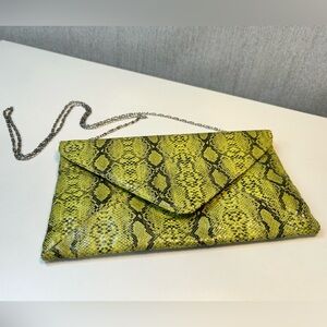 Snakeskin Pattern Clutch Bag - Yellow